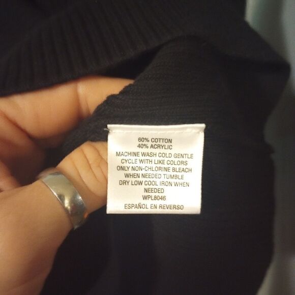 Style & Co. Black Acrylic shaw collar sweater with button accent - Picture 7 of 11